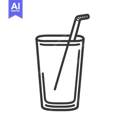 Premium design asset: A tall glass of beverage with a straw for drinking is pictured