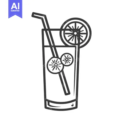 Premium design asset: A tall glass of cool refreshing beverage with citrus fruit