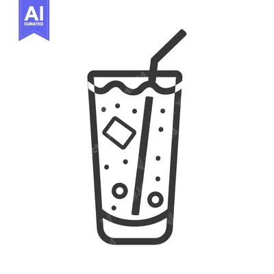 Aset desain premium: A tall beverage glass filled with ice and a straw