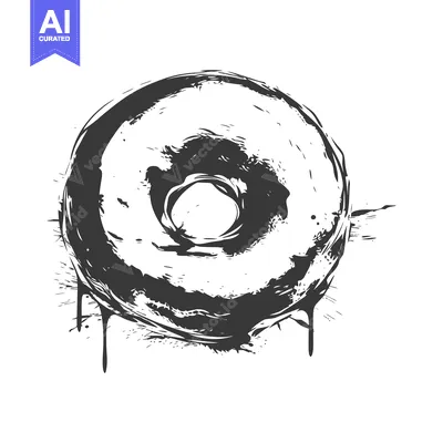 Premium design asset: Dripping Black Ink Donut Illustration