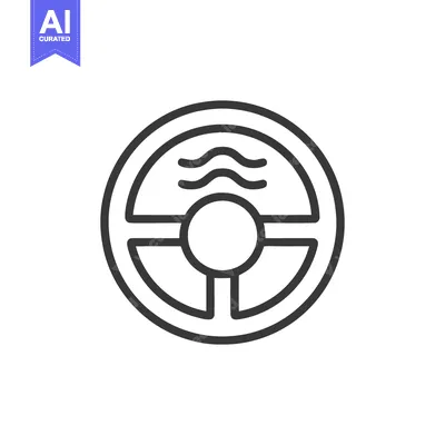 Aset desain premium: Minimalist Icon of a Boat Steering Wheel with Water Waves
