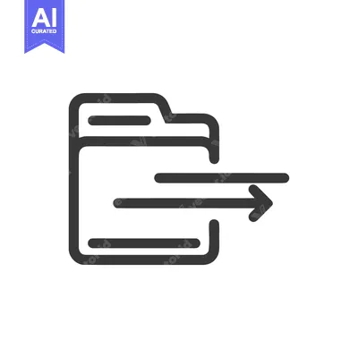 Aset premium populer: Minimalist Folder Icon with Arrow, Data Transfer Symbol, Outline Style