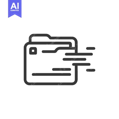 Premium design asset: Fast File Transfer: Minimalist Icon of Data Folder with Motion Lines