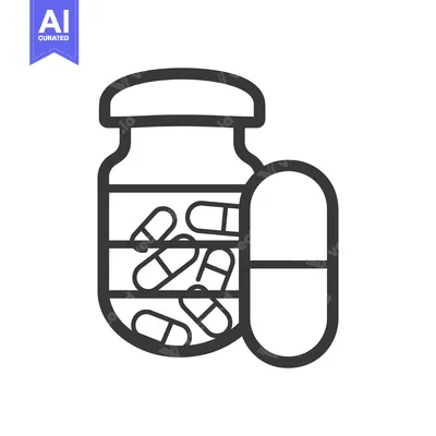 Aset premium populer: Illustration depicting a bottle containing various capsule medications