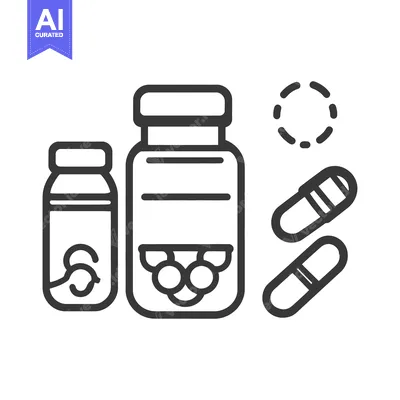 Two medication bottles with capsules and a dotted circle graphic