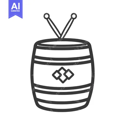 Aset premium populer: A stylized black and white illustration of a musical drum
