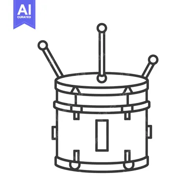 Popular premium asset: A monochrome outline illustration of a musical percussion instrument
