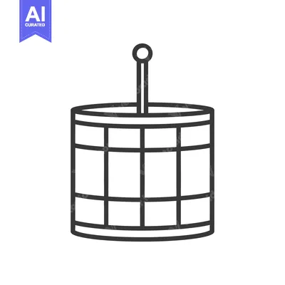 Popular premium asset: Simple black outline depiction of a cylindrical container with a handl