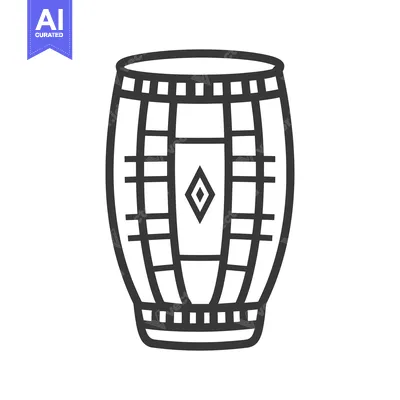 Aset desain premium: A decorative line drawing featuring a percussion instrument design