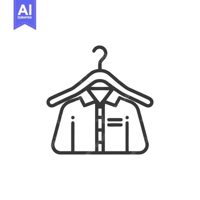 Aset desain premium: Minimalist Shirt Icon: Hanger, Collar, Buttons, Clean Design