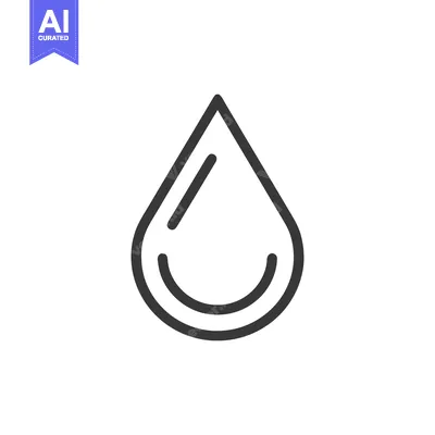 Minimalist Water Drop Icon: Clean Line Art Symbol for Purity and Fresh