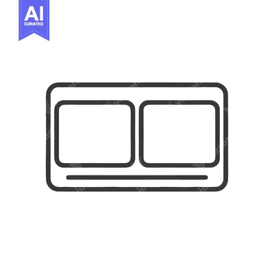 Minimalist Icon of a Double-Compartment Tray with Rounded Corners and