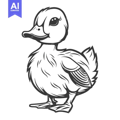 Aset premium populer: A cute illustrated duckling is standing with a curious expression