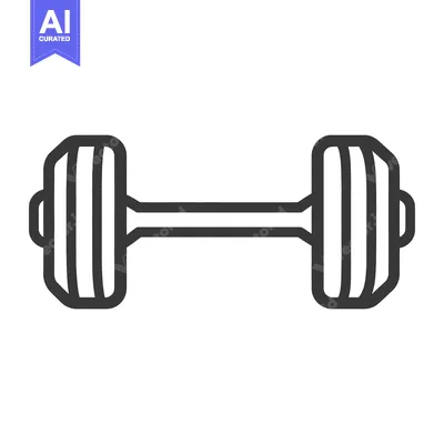 Aset desain premium: A simple black and white line drawing of a dumbbell