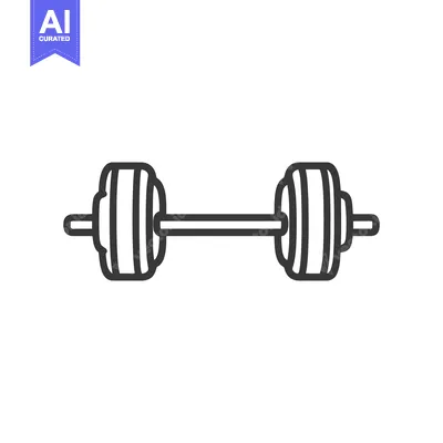 Aset desain premium: A simple outlined barbell with weight plates for exercise