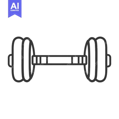 Premium design asset: Simple outline illustration depicts a fitness dumbbell for strength tr