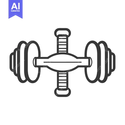 Premium design asset: An outlined illustration of an exercise wheel with weights attached