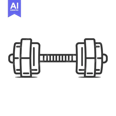 Aset desain premium: A black and white image of a dumbbell for exercise and strength