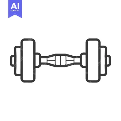 Aset desain premium: A simple line drawing of a dumbbell for fitness exercises