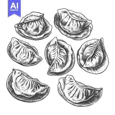 Aset premium populer: A Collection Of Hand Drawn Delicious Dumplings