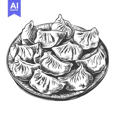 Aset premium populer: A Plate of Delicious Steamed Dumplings Ready to Eat