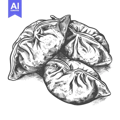 Hand Drawn Illustration Of Delicious Steamed Dumplings