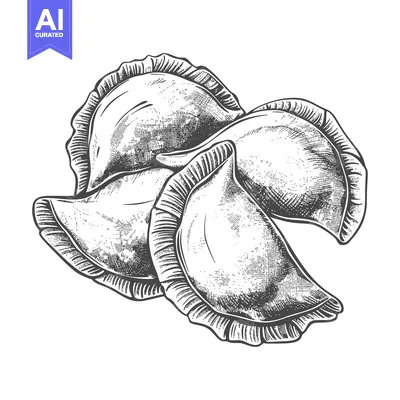 Aset desain premium: Hand Drawn Illustration Of Three Delicious Empanadas