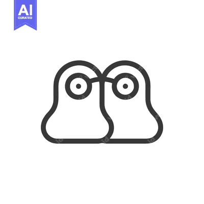 Aset desain premium: Abstract Two-Headed Creature Icon, Minimalist Design, Black Outline on