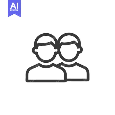 Aset premium populer: Minimalist Icon of Two People, Teamwork, Outline Style, Simple Design