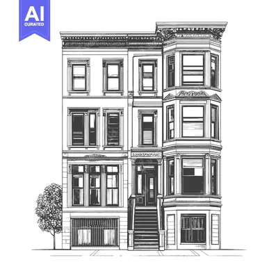 Aset premium populer: Elegant Three Story Townhouse Building Sketch
