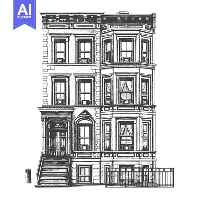Aset desain premium: Elegant Three Story Townhouse Architectural Drawing