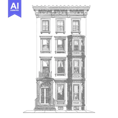 Aset desain premium: Elegant Townhouse Architectural Sketch Building Design