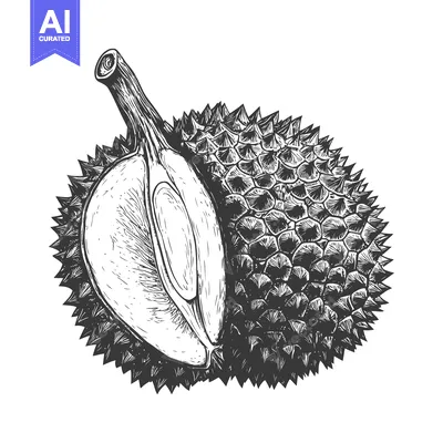 Durian fruit partially opened revealing creamy flesh