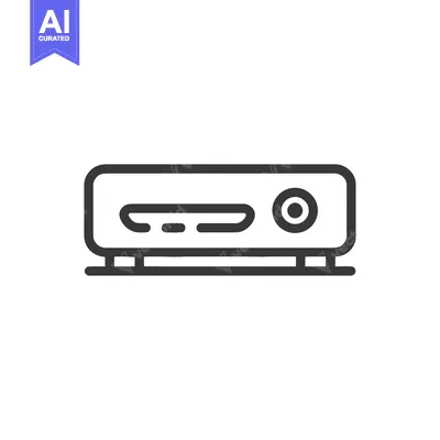 Aset premium populer: Minimalist DVD Player Icon: Clean Line Art on White Background