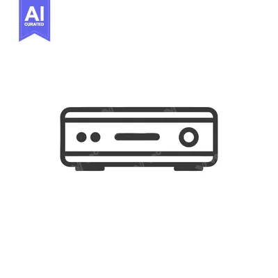 Aset desain premium: Minimalist Black and White Icon of a Set-Top Box Device