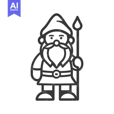 Aset premium populer: A stylized illustration of a garden gnome holding a spear