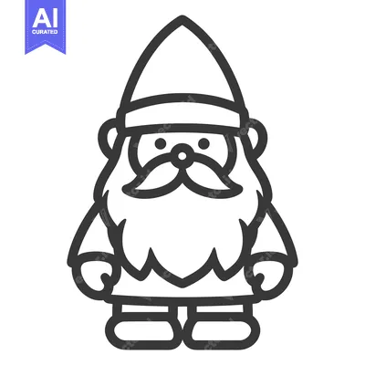 Aset premium populer: A simple illustration of a whimsical garden gnome figure