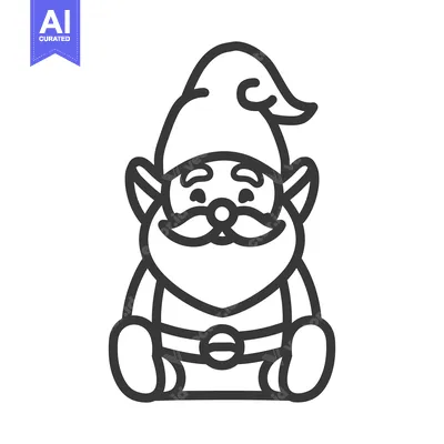 Aset desain premium: An adorable cartoon depiction of a sitting gnome character