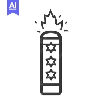 Aset desain premium: A vertically oriented object with stars and flames emitting upwards