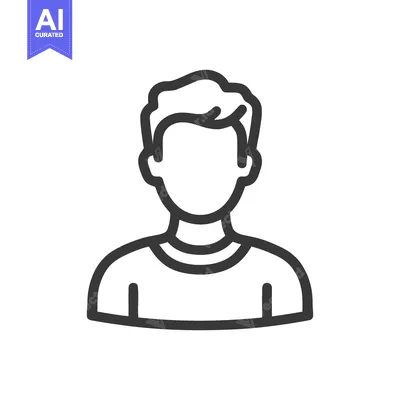 Aset desain premium: Faceless Man Icon: Minimalist Outline Portrait with T-Shirt