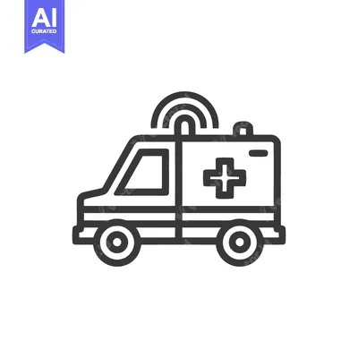 Aset desain premium: Minimalist Ambulance Icon: Bold Outline, Medical Symbol, Emergency Veh