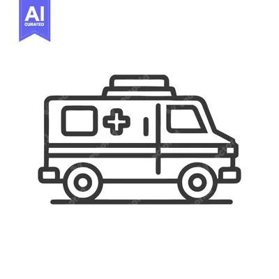 Aset desain premium: Minimalist Ambulance Icon: Bold Outline, Emergency Vehicle Symbol