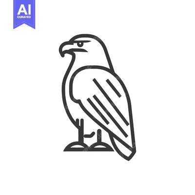 Aset premium populer: A simple minimalist line drawing depicting a perched bird of prey