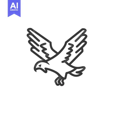 Aset desain premium: Outline Illustration Depicting An Eagle In Active Flight Position