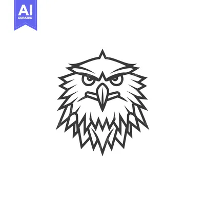Aset premium populer: A stylized black and white image of an owl head