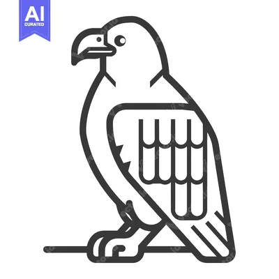 Premium design asset: A stylized monochrome illustration of a perched bird of prey