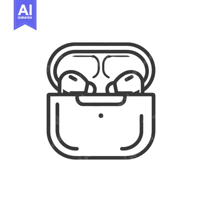 Aset premium populer: Minimalist Line Art: Wireless Earbuds in Charging Case, Modern Technol