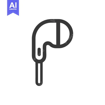 Aset desain premium: Minimalist Earbud Icon: Sleek Design on White Background