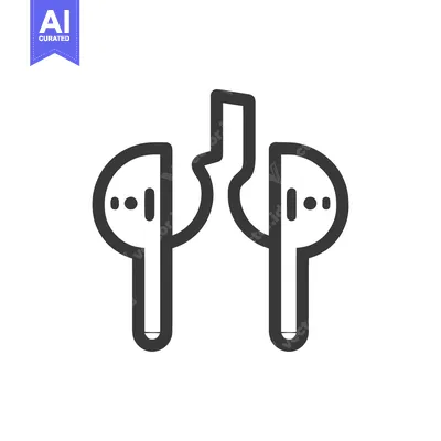 Aset desain premium: Minimalist Wireless Earbuds Icon: Modern Audio Technology in Bold Outl
