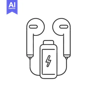 Popular premium asset: Minimalist Earbuds and Battery Icon: Clean Line Art Illustration on Wh
